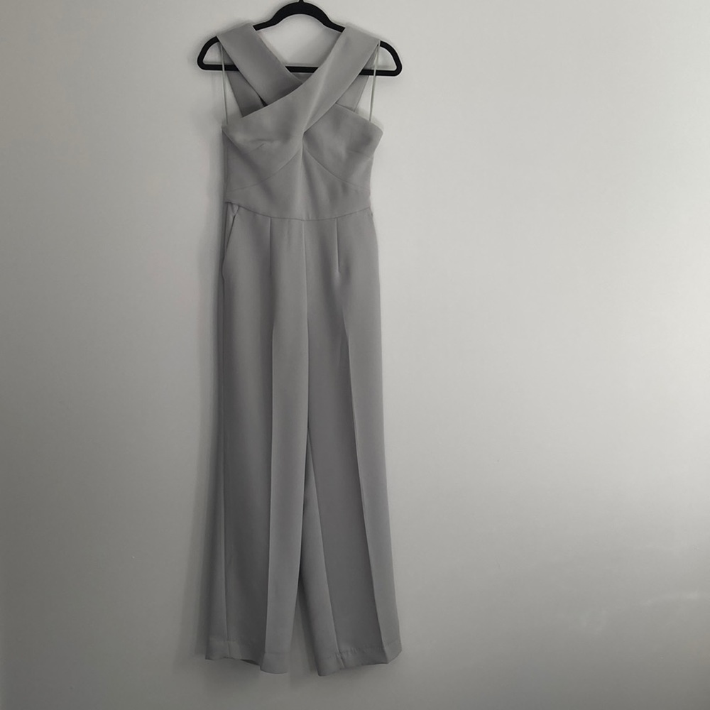 REISS Gray Cross Top Jumpsuit w. Pockets Sz 4